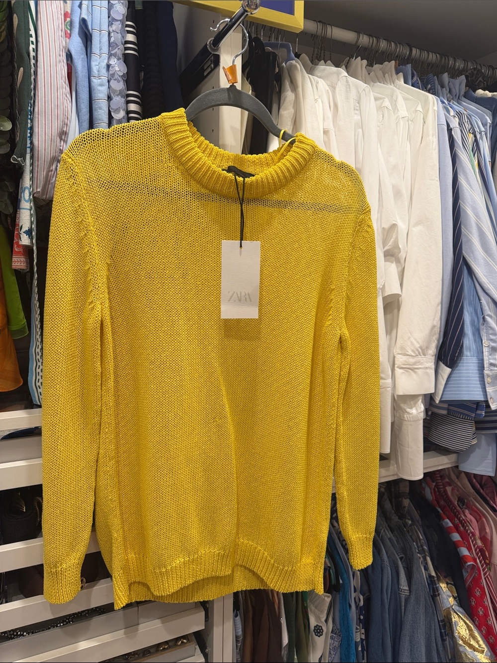 ZARA Yellow Crew Neck Knit Sweater